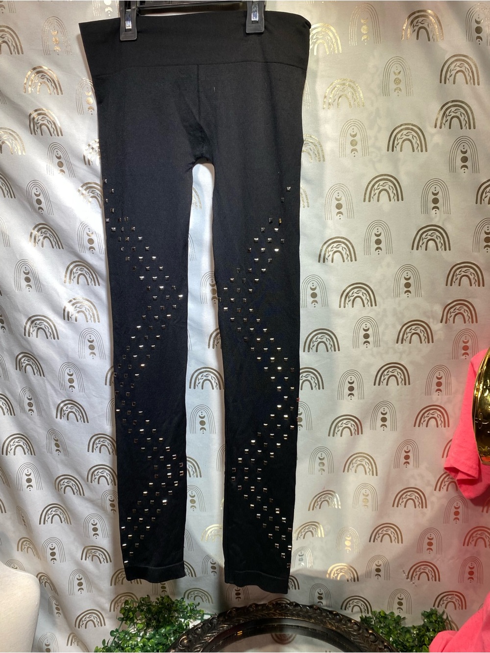 balera Black Leggings with Metallic Stud Detailing
